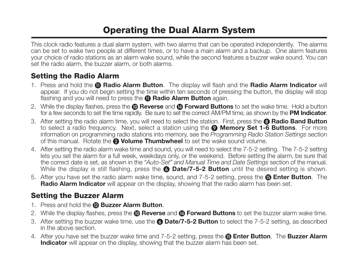 Operating the dual alarm system | TIMEX Weather Products T311 User Manual | Page 8 / 12