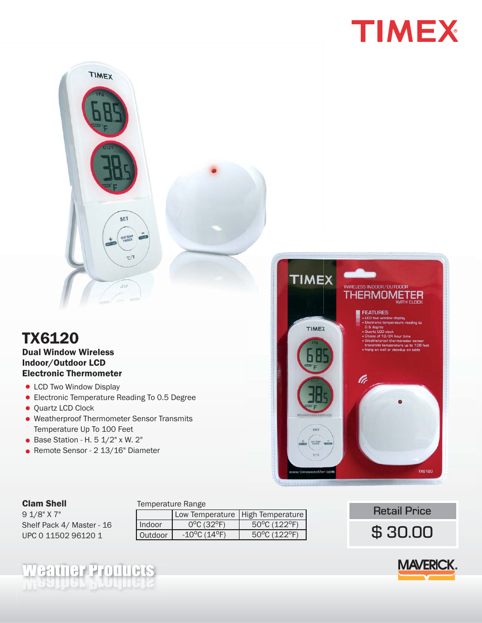 TIMEX Weather Products TX-6120 User Manual | 1 page