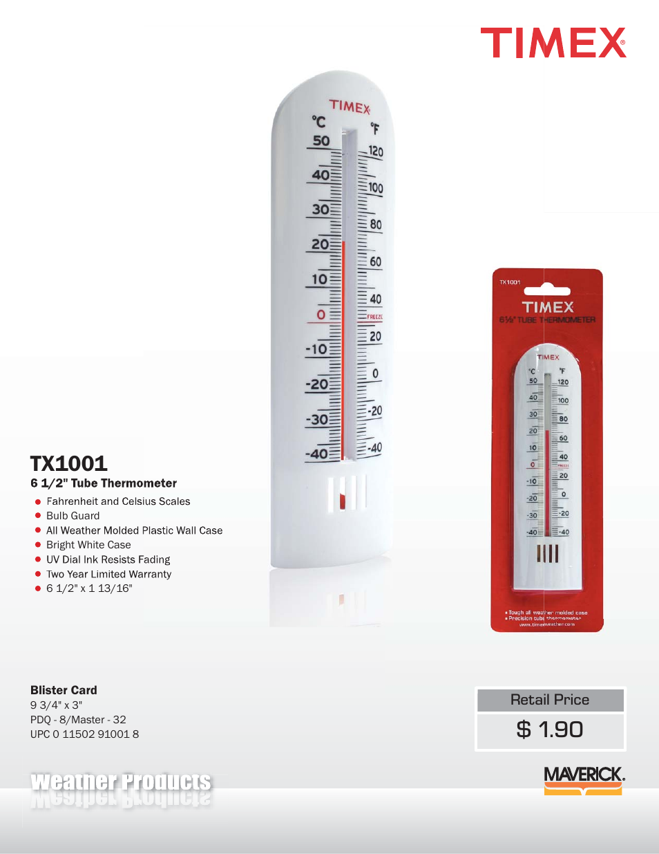 TIMEX Weather Products TX1001 User Manual | 1 page