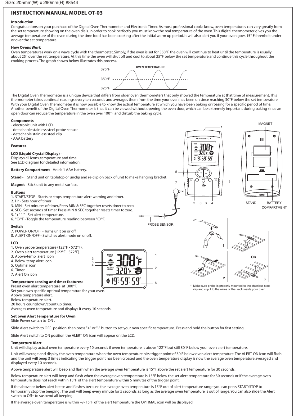 TIMEX Weather Products OT-03 User Manual | 2 pages