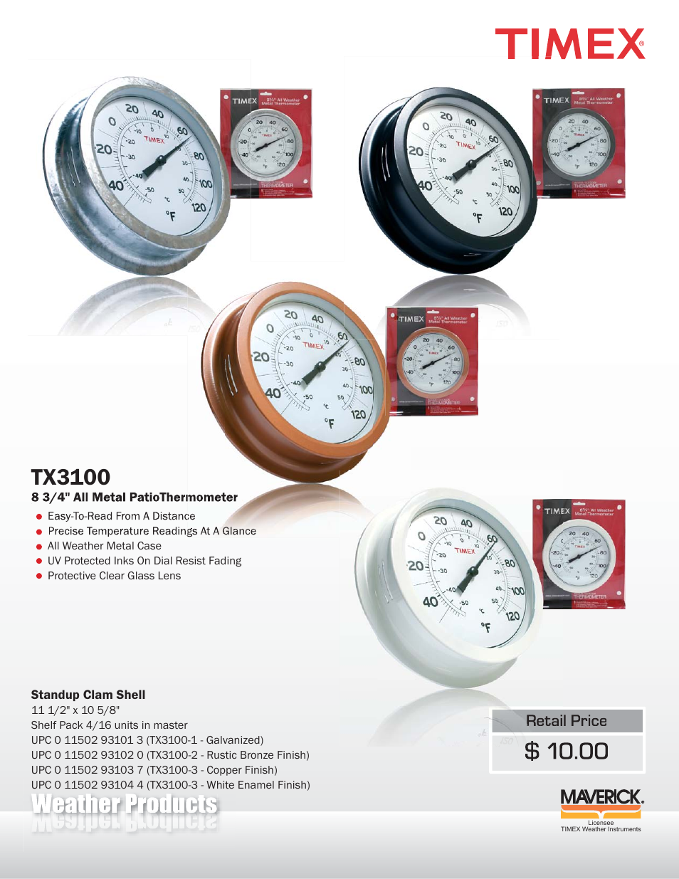 TIMEX Weather Products TX3100 User Manual | 1 page
