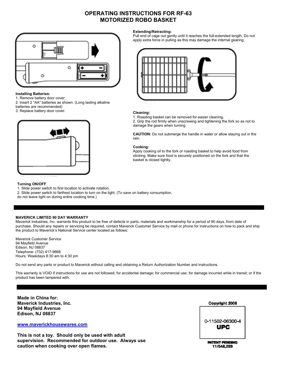 TIMEX Weather Products Motorized Robo Basket RF-63 User Manual | 1 page