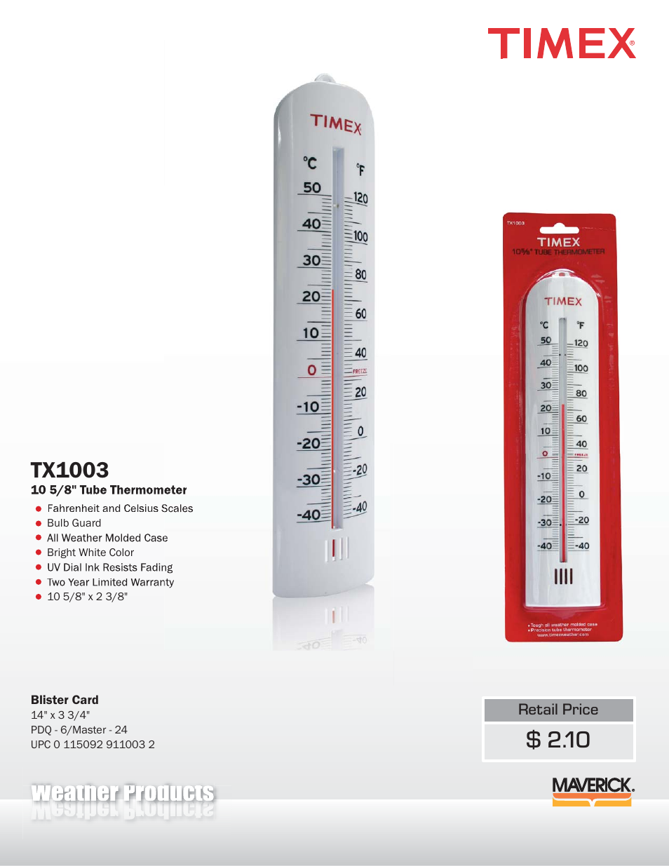 TIMEX Weather Products TX-1003 User Manual | 1 page