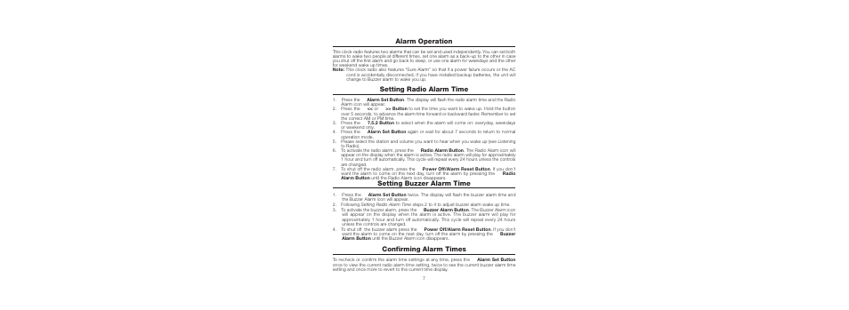 Alarm operation, Setting buzzer alarm time, Confirming alarm times | Setting radio alarm time | TIMEX Weather Products T248 User Manual | Page 5 / 8