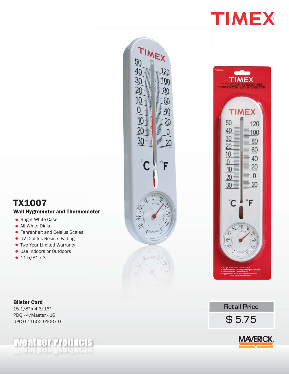 TIMEX Weather Products TX1007 User Manual | 1 page
