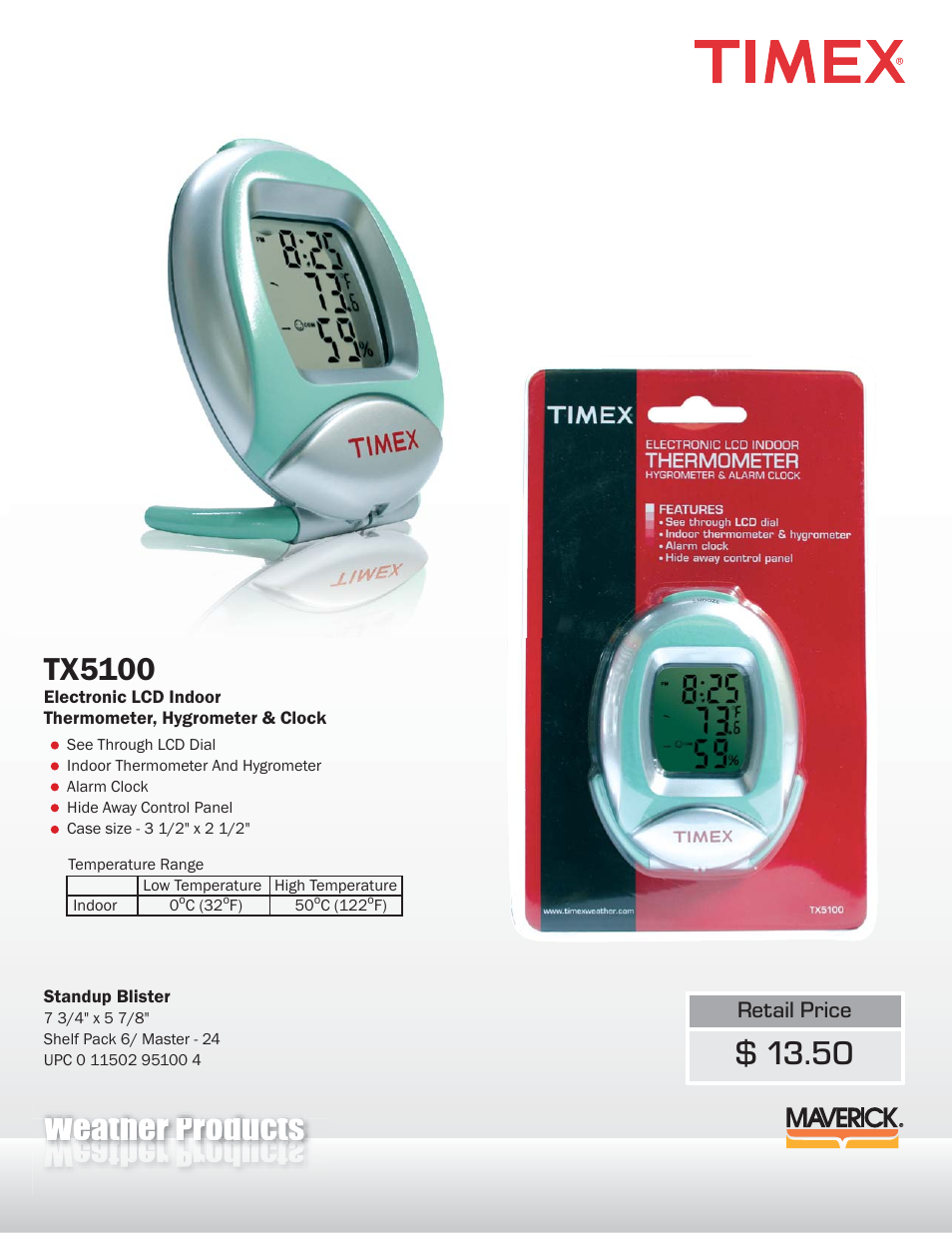 TIMEX Weather Products TX-5100 User Manual | 1 page