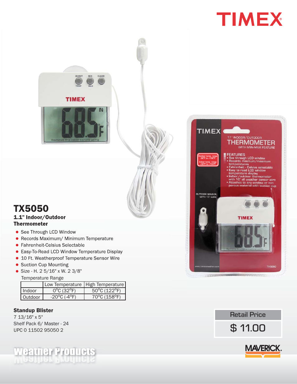 TIMEX Weather Products TX5050 User Manual | 1 page