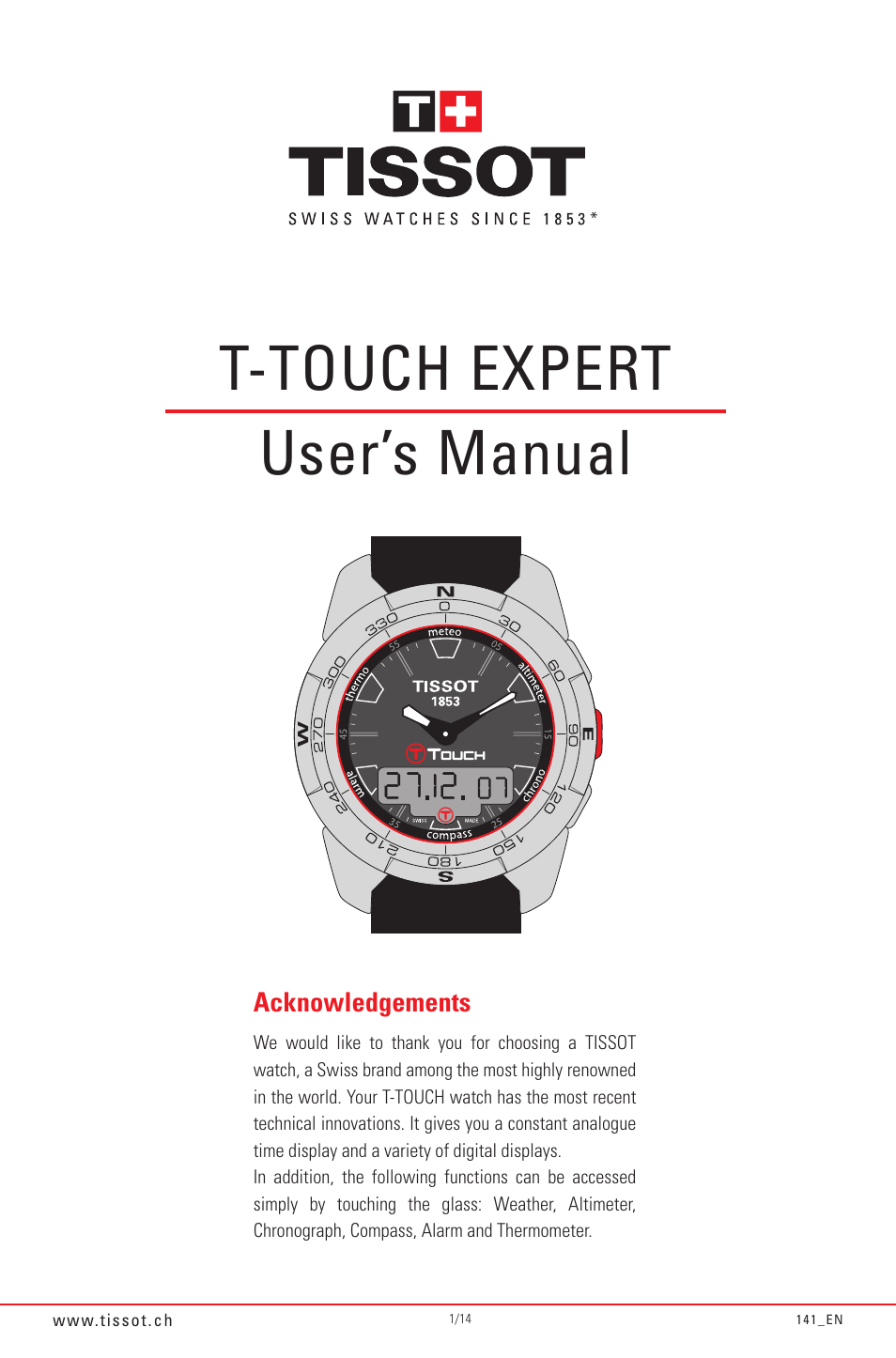 Tissot 141_EN5/14 User Manual | 14 pages