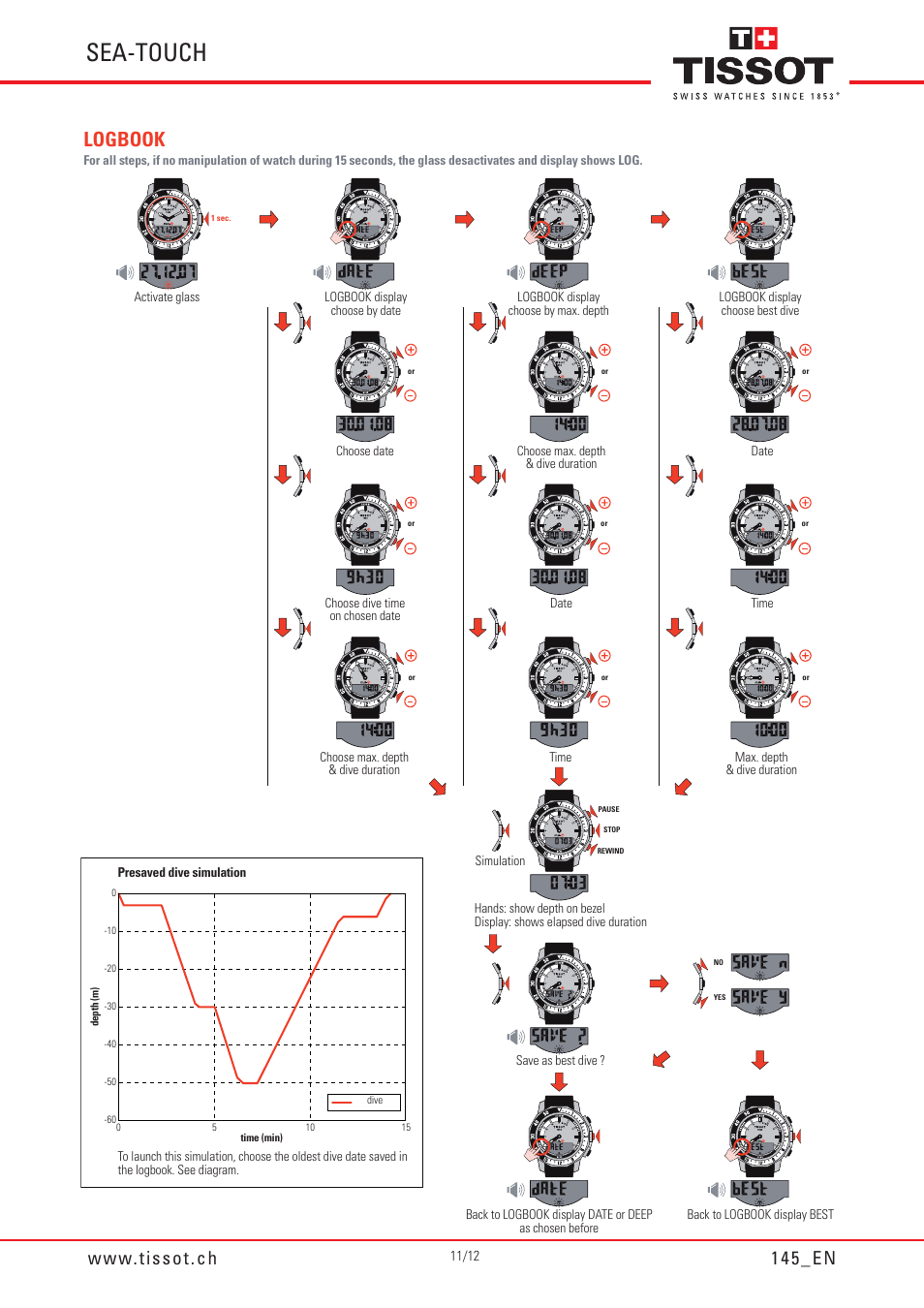 Sea-touch, Logbook | Tissot SEA-TOUCH 145 User Manual | Page 11 / 12