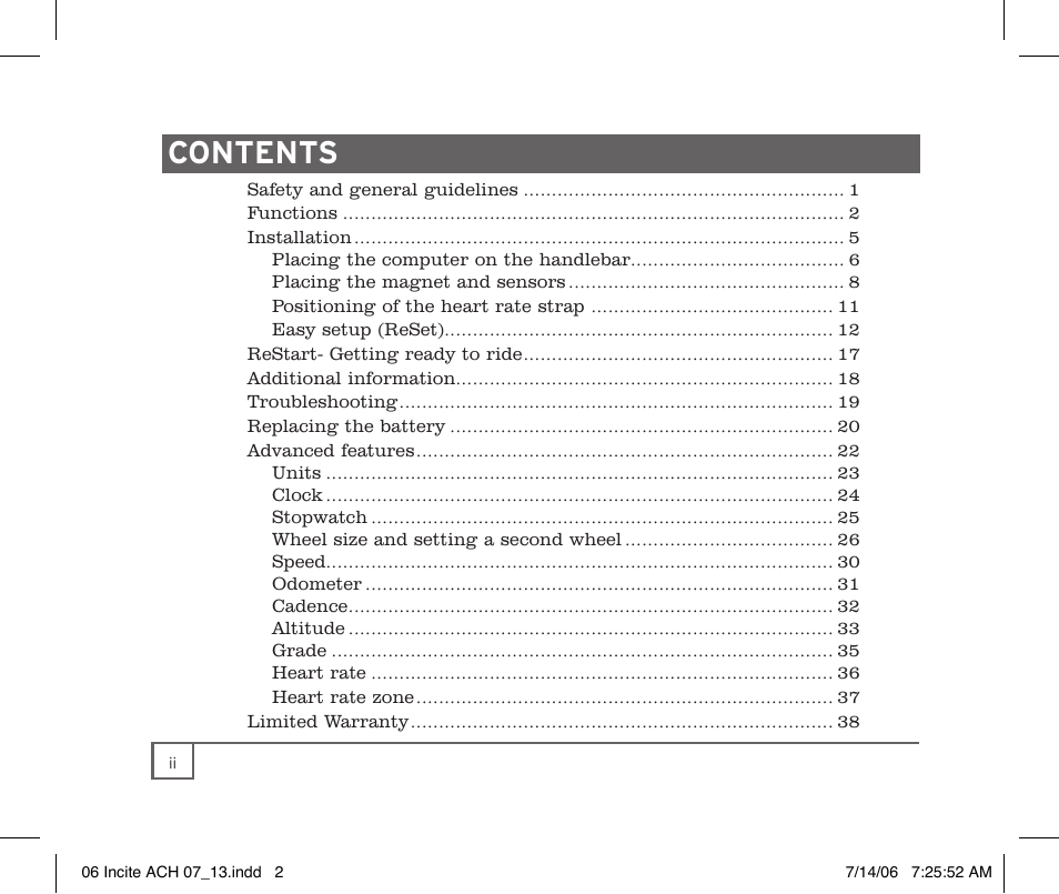 Trek Bicycle Computer User Manual | Page 2 / 40