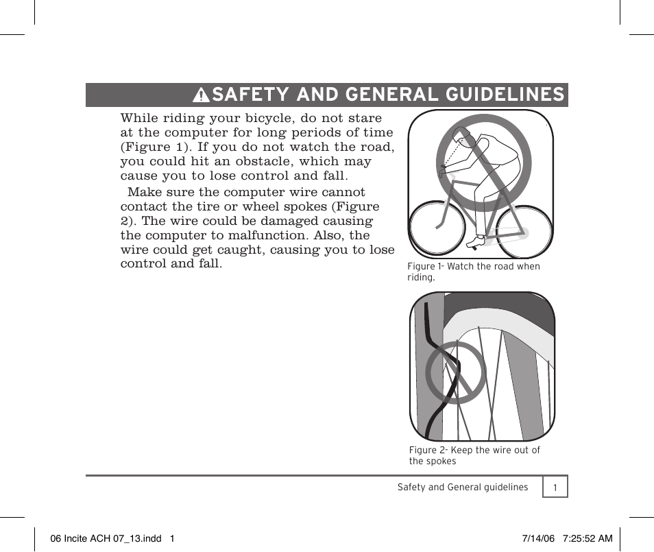 Safety and general guidelines | Trek Bicycle Computer User Manual | Page 3 / 40