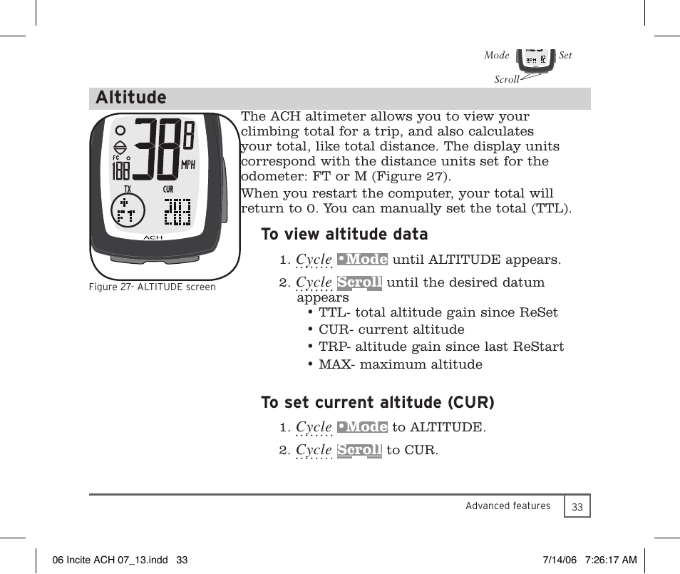 Altitude | Trek Bicycle Computer User Manual | Page 35 / 40