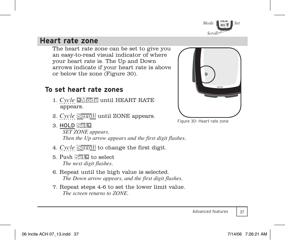 Heart rate zone | Trek Bicycle Computer User Manual | Page 39 / 40