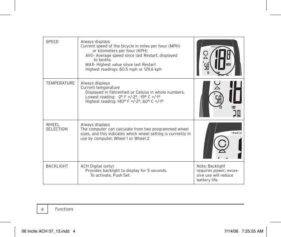 Trek Bicycle Computer User Manual | Page 6 / 40