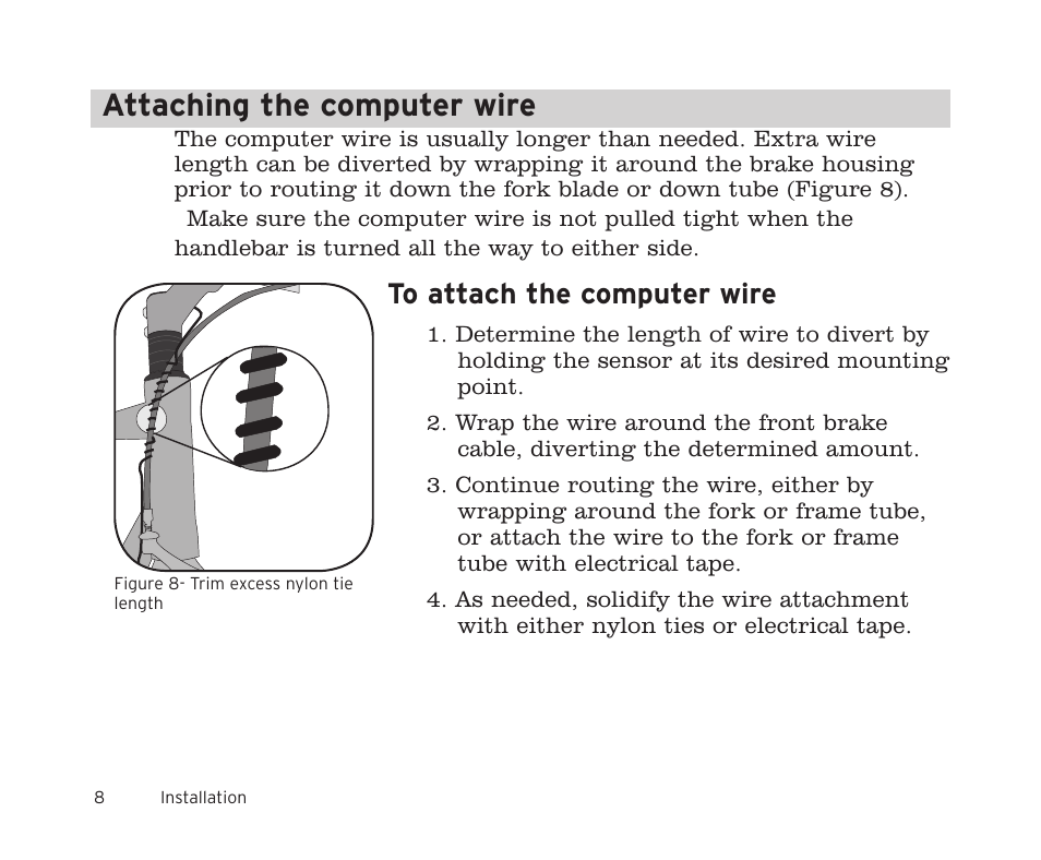 Attaching the computer wire | Trek 11i  EN User Manual | Page 10 / 27