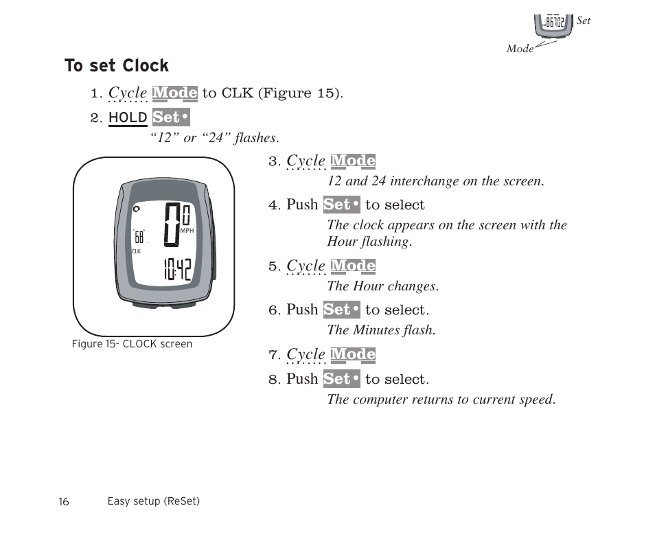 Cycle, Mode, Push | Trek 11i  EN User Manual | Page 18 / 27