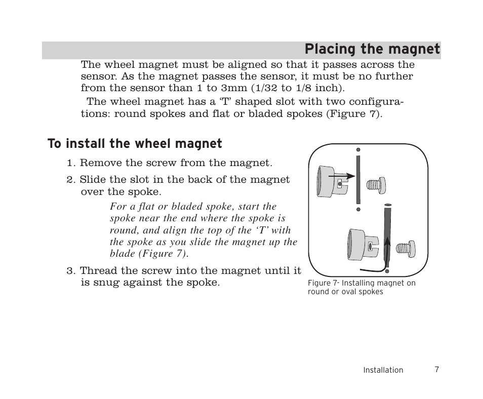 Placing the magnet | Trek 11i  EN User Manual | Page 9 / 27
