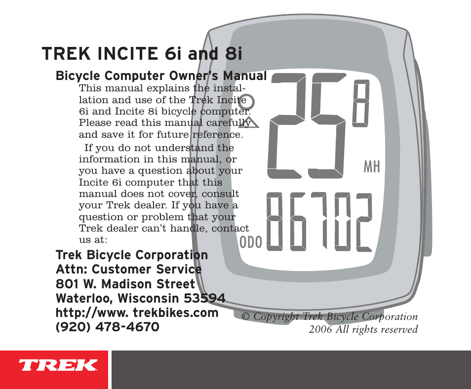 Trek 8i User Manual | 27 pages