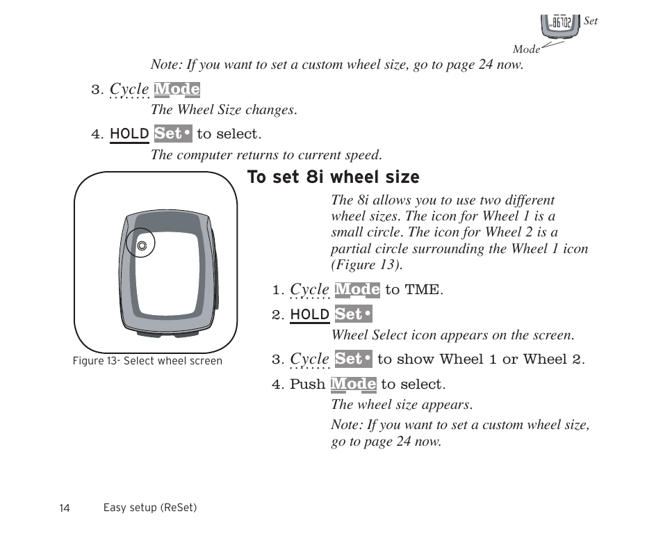 Cycle, Mode | Trek 8i User Manual | Page 16 / 27