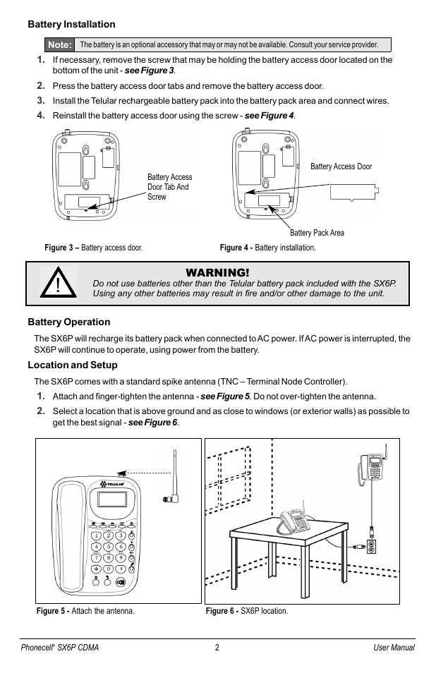 Warning | Telular SX6P-200C User Manual | Page 10 / 32