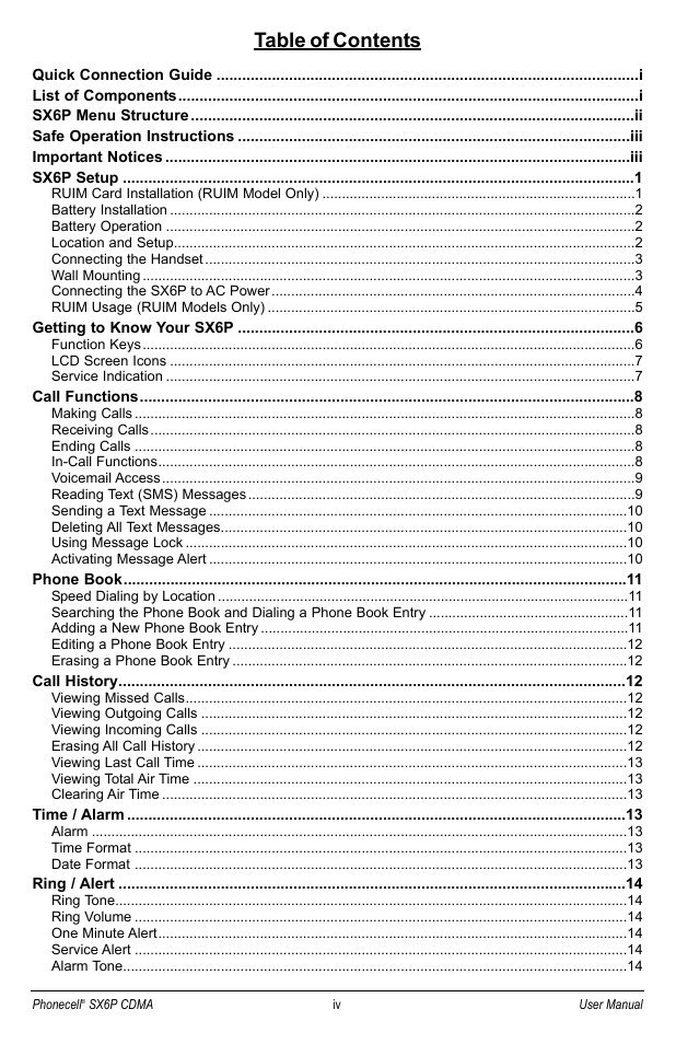 Telular SX6P-200C User Manual | Page 6 / 32
