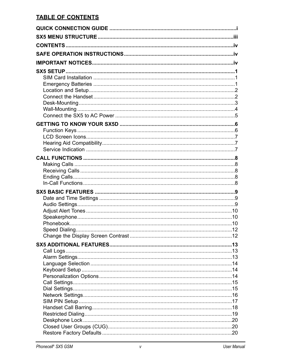 Telular SX5D User Manual | Page 6 / 56