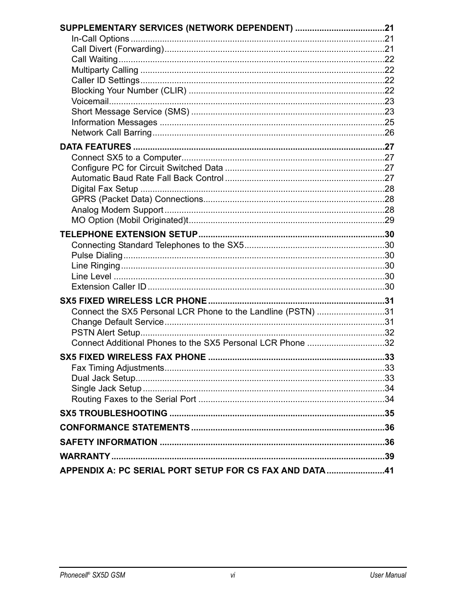 Telular SX5D User Manual | Page 7 / 56