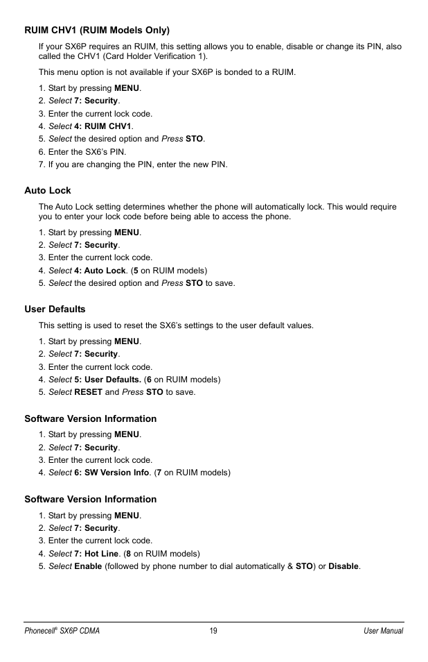 Telular SX6P User Manual | Page 25 / 44