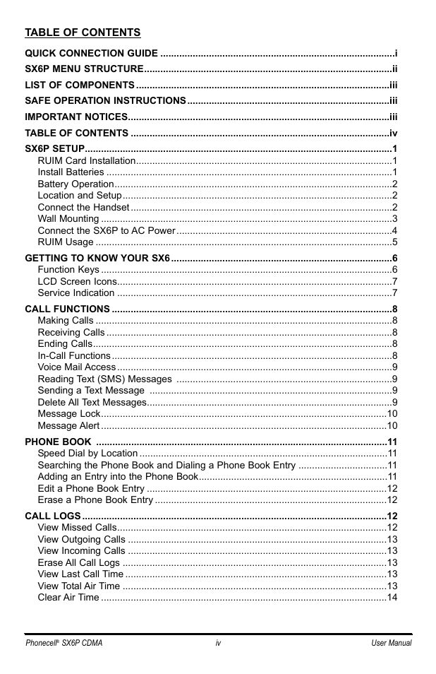 Telular SX6P User Manual | Page 5 / 44