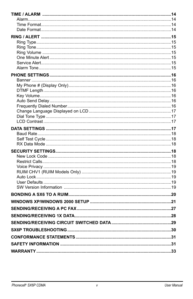 Telular SX6P User Manual | Page 6 / 44