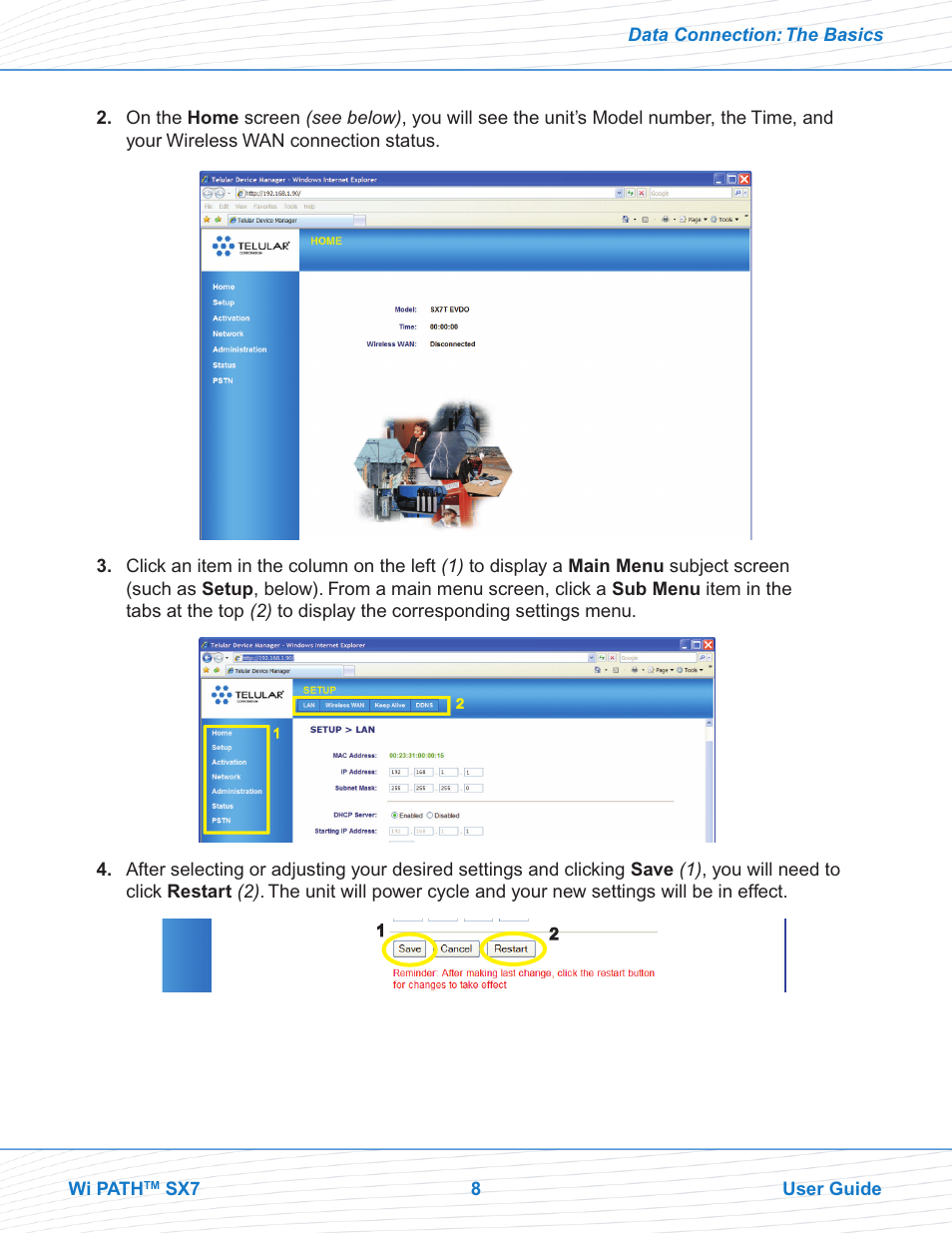 Telular Wi PATHTM SX7T Terminal and SX7M Modem EVDO User Manual | Page 10 / 43