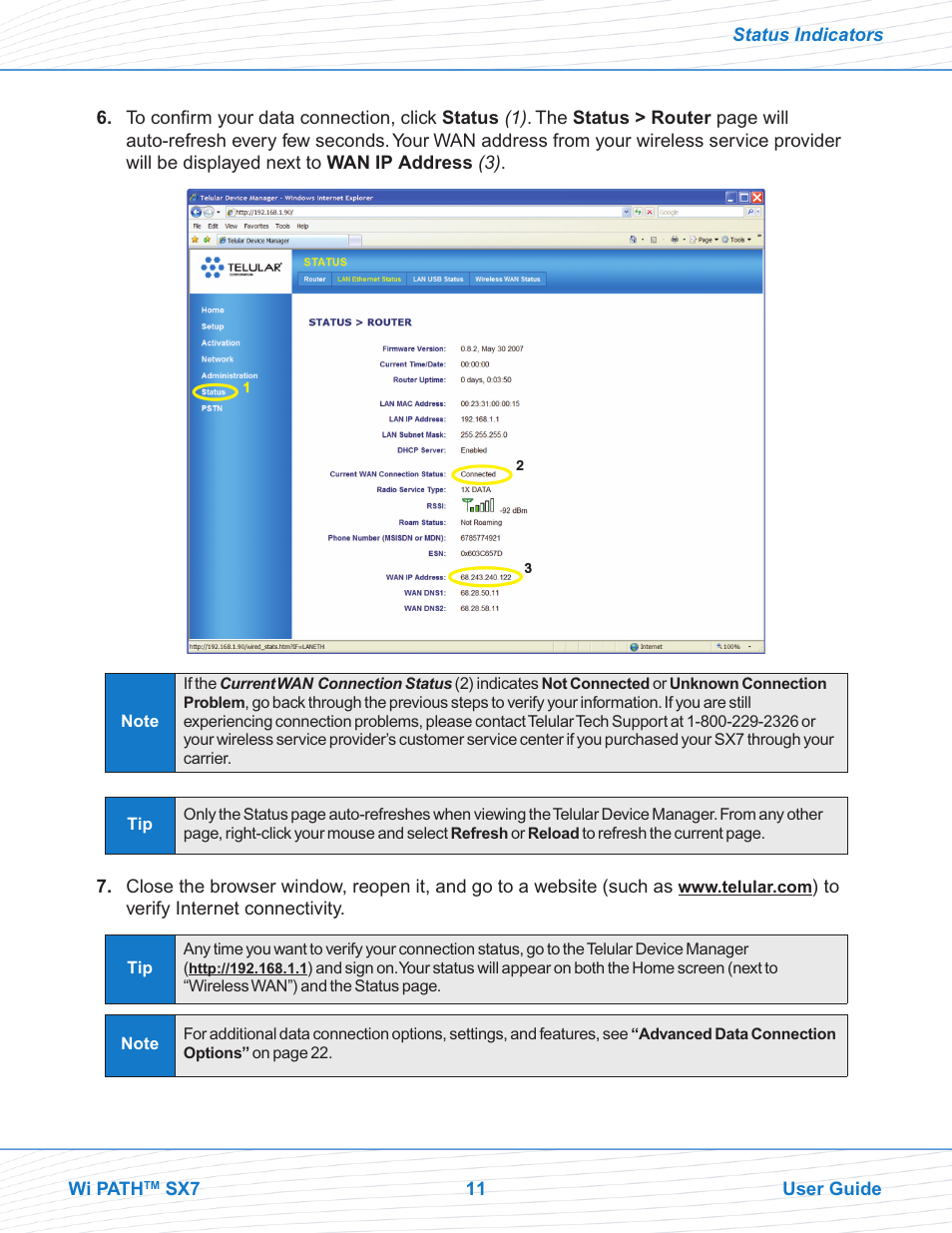 Telular Wi PATHTM SX7T Terminal and SX7M Modem EVDO User Manual | Page 13 / 43