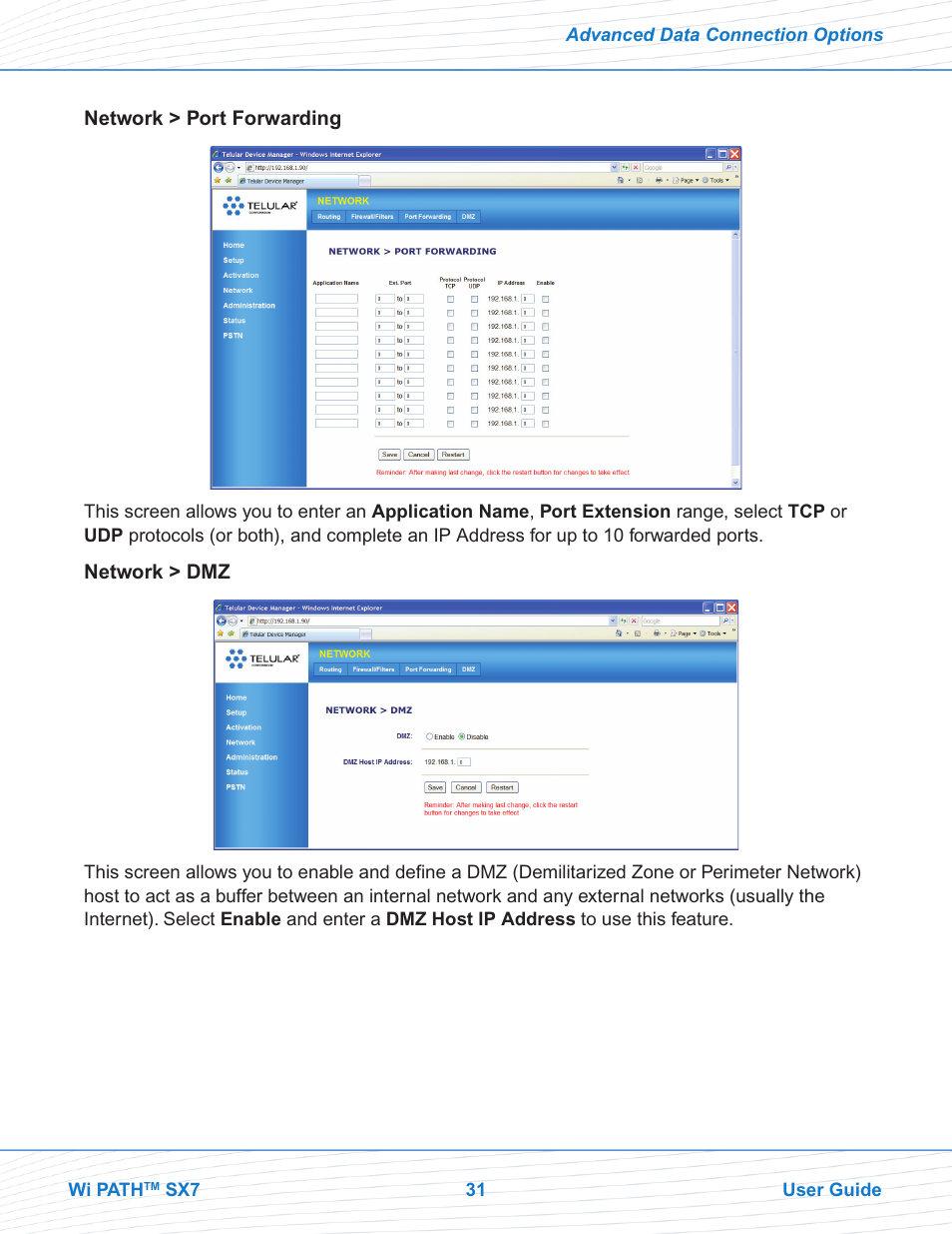 Telular Wi PATHTM SX7T Terminal and SX7M Modem EVDO User Manual | Page 33 / 43
