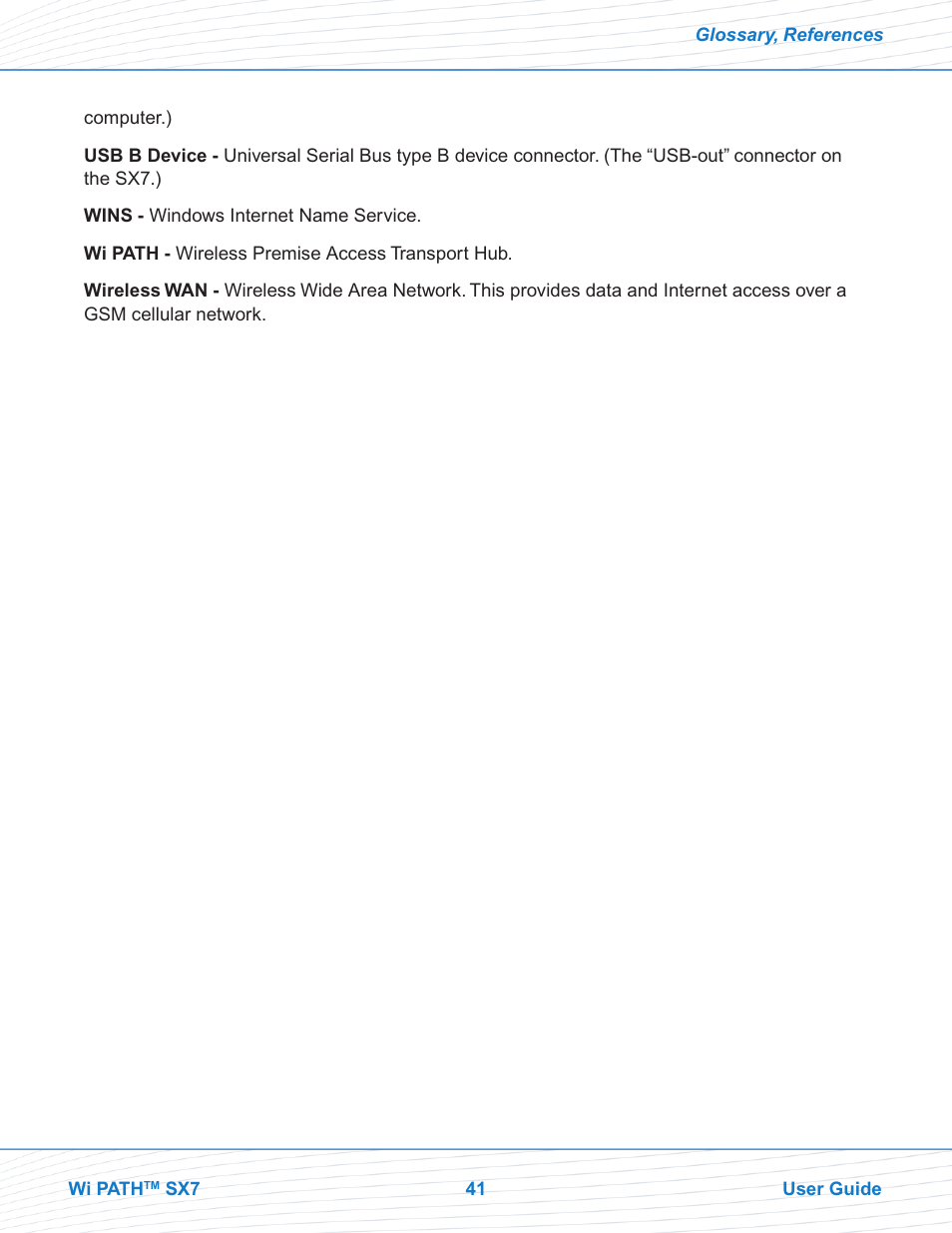 Telular Wi PATHTM SX7T Terminal and SX7M Modem EVDO User Manual | Page 43 / 43