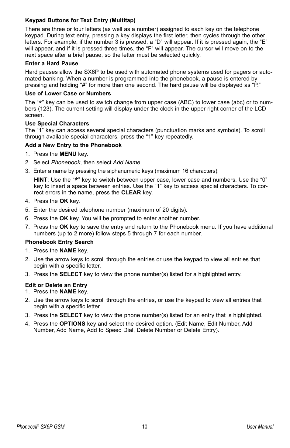 Telular PHONECELL SX6P GSM User Manual | Page 16 / 48