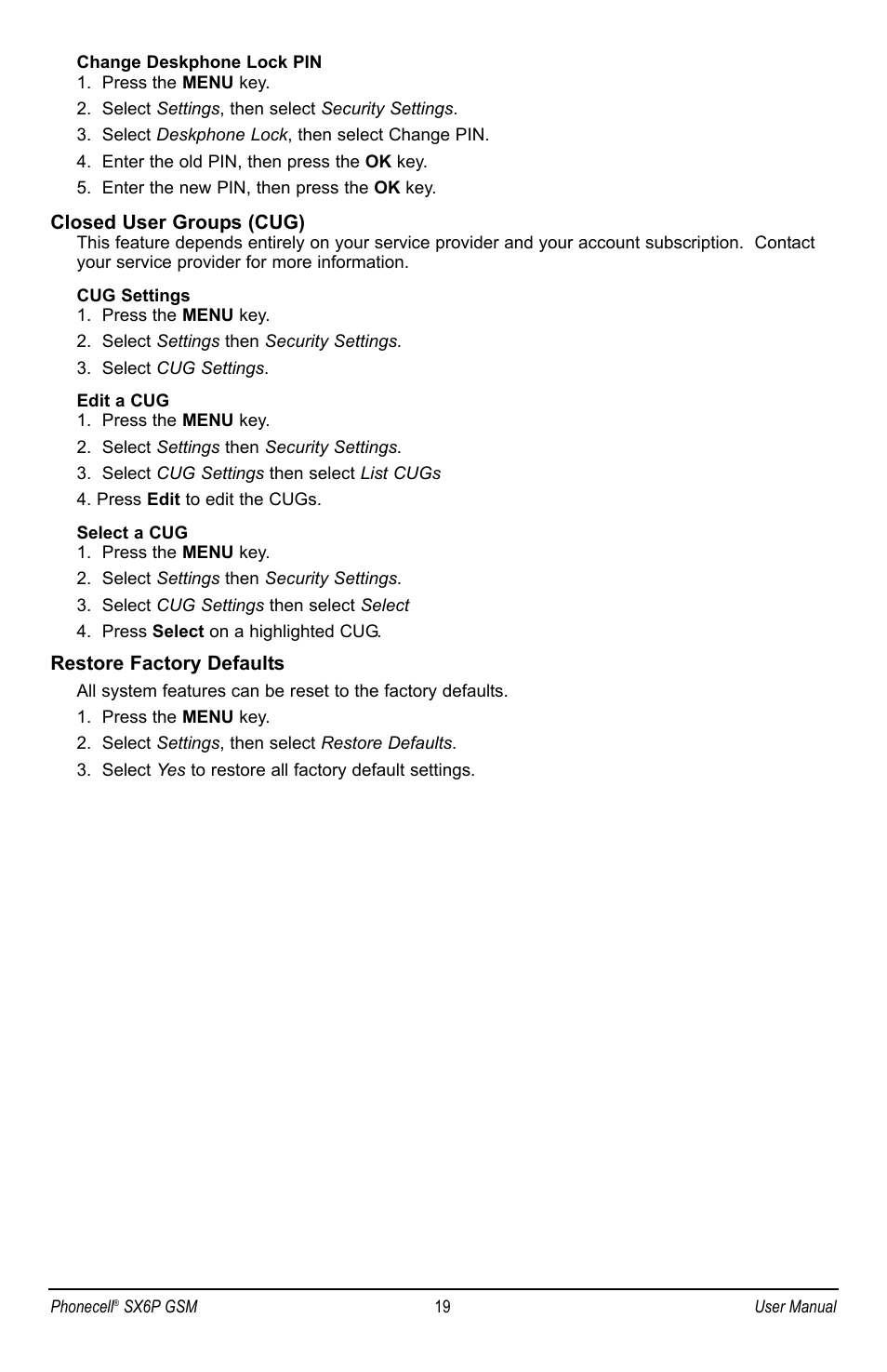 Telular PHONECELL SX6P GSM User Manual | Page 25 / 48