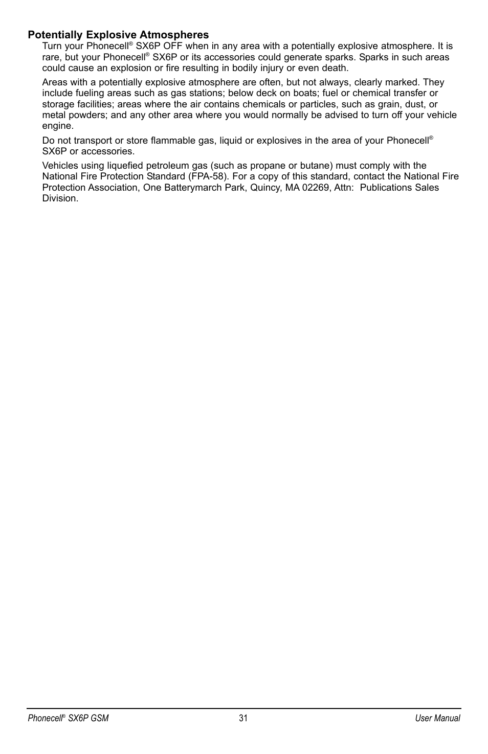 Potentially explosive atmospheres | Telular PHONECELL SX6P GSM User Manual | Page 37 / 48