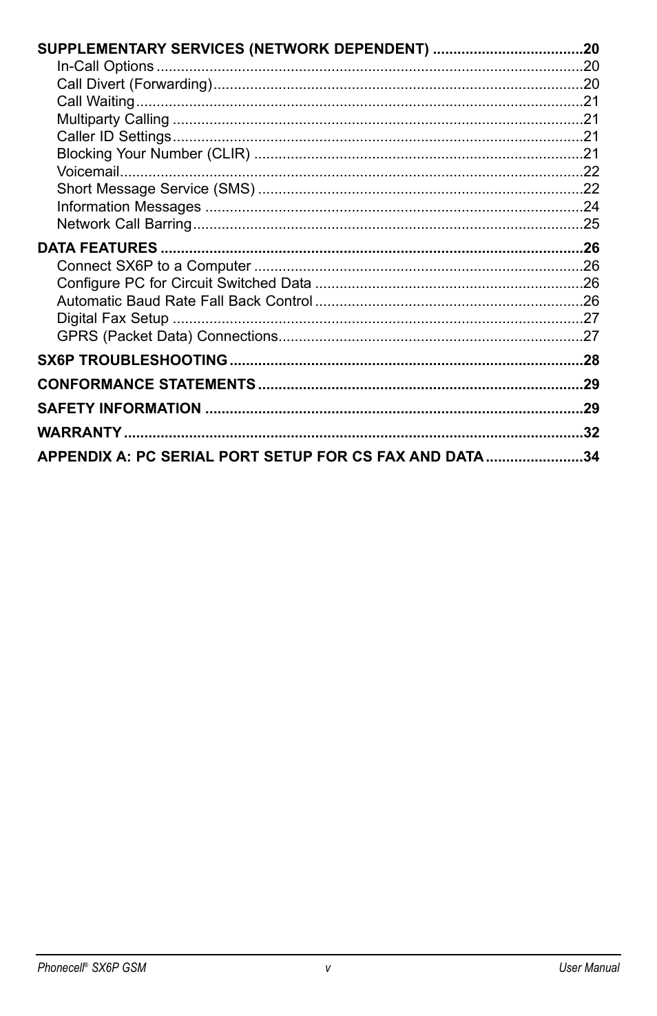 Telular PHONECELL SX6P GSM User Manual | Page 6 / 48