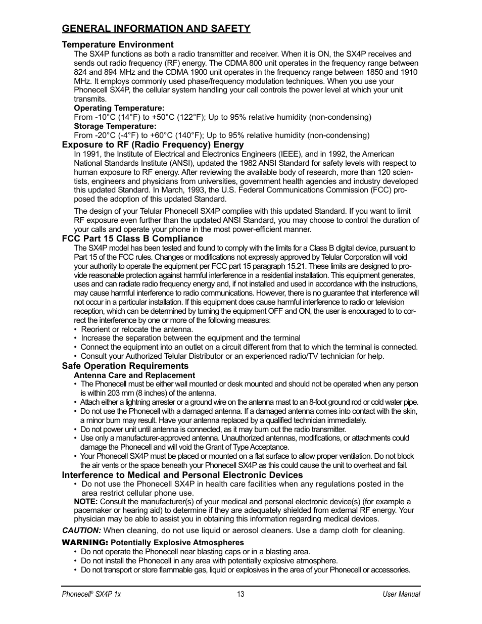 General information and safety | Telular CDMA 2000 1X User Manual | Page 17 / 28