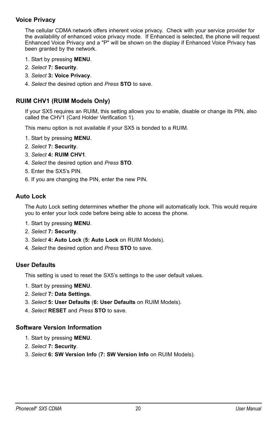 Telular SX5P CDMA2000 User Manual | Page 26 / 48