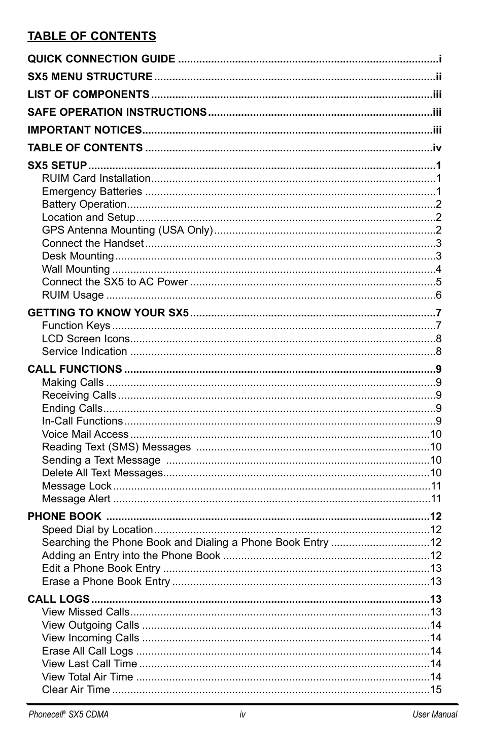 Telular SX5P CDMA2000 User Manual | Page 5 / 48