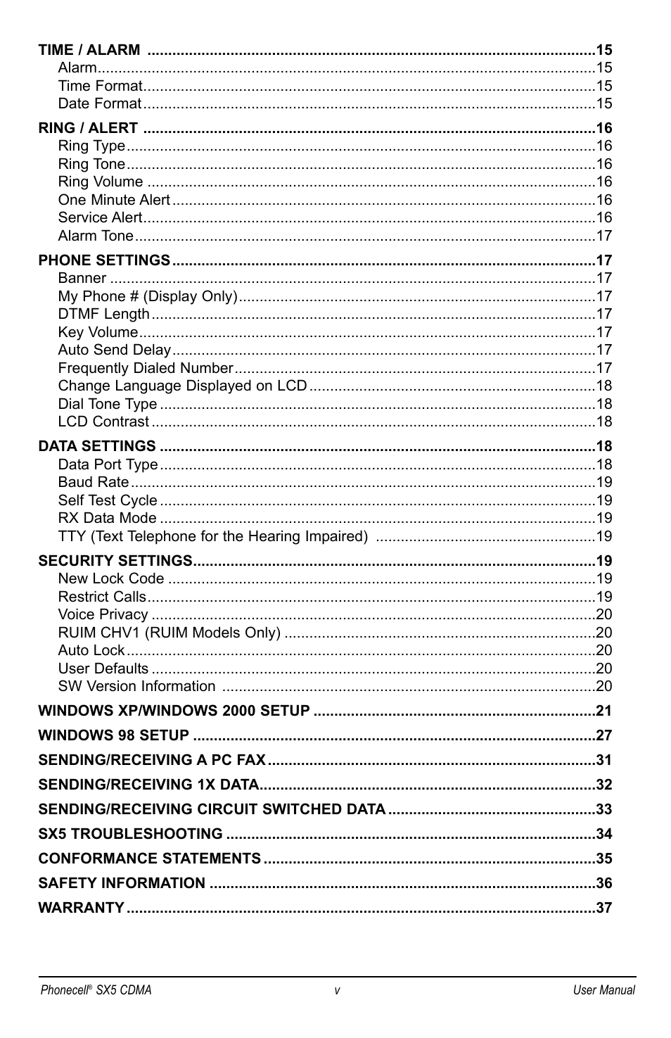 Telular SX5P CDMA2000 User Manual | Page 6 / 48