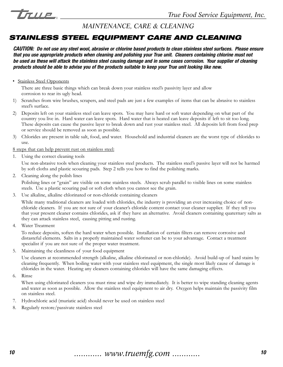 True Manufacturing Company TMW-36F User Manual | Page 12 / 13