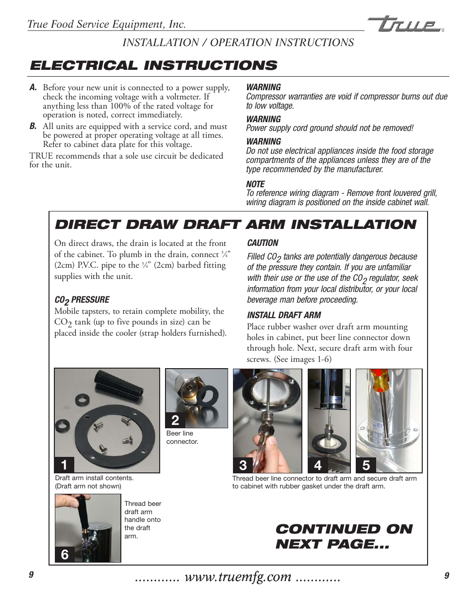 Electrical instructions | True Manufacturing Company TD-50-18-S-LT User Manual | Page 11 / 24