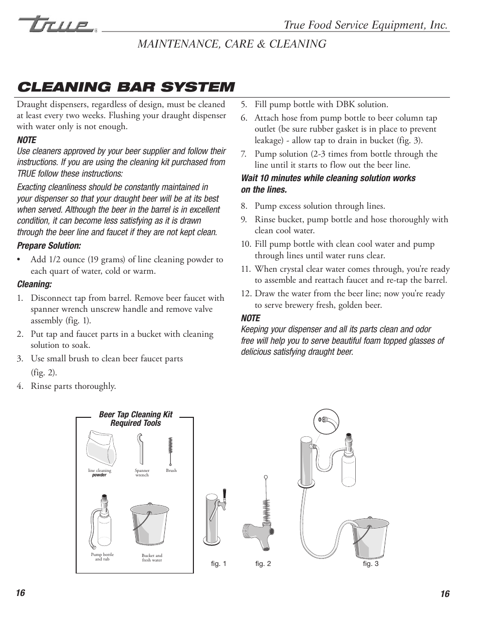 Cleaning bar system | True Manufacturing Company TD-50-18-S-LT User Manual | Page 18 / 24