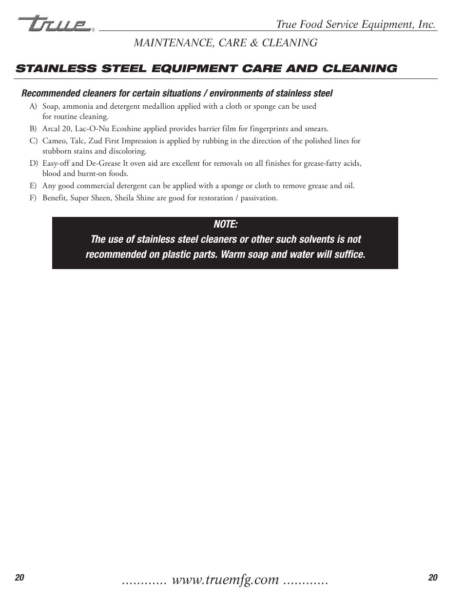 True Manufacturing Company TD-50-18-S-LT User Manual | Page 22 / 24