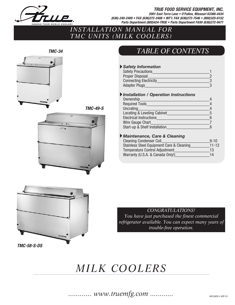 True Manufacturing Company TMC-34-SS User Manual | 16 pages