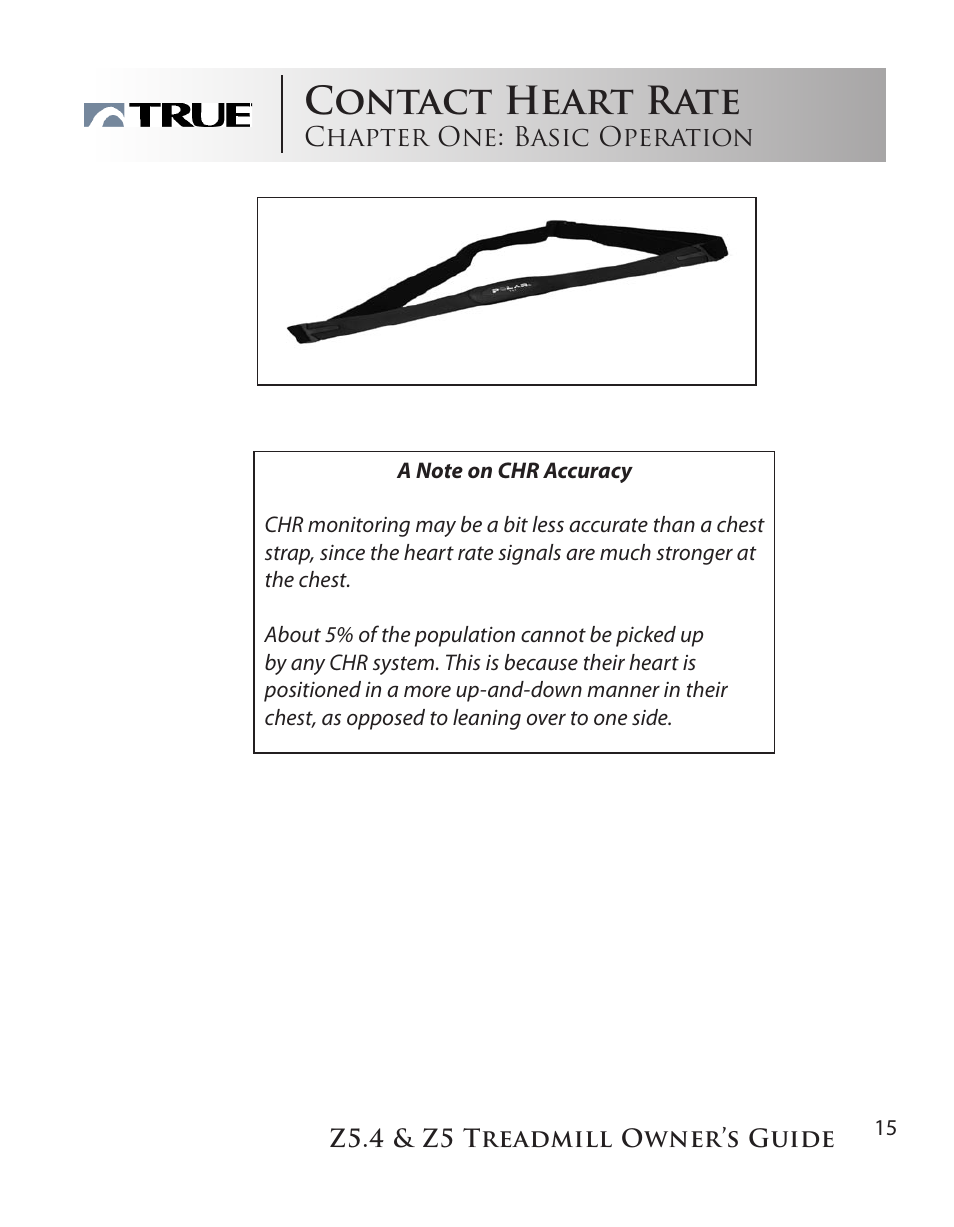 Contact heart rate | True Manufacturing Company Z5.4 User Manual | Page 15 / 60