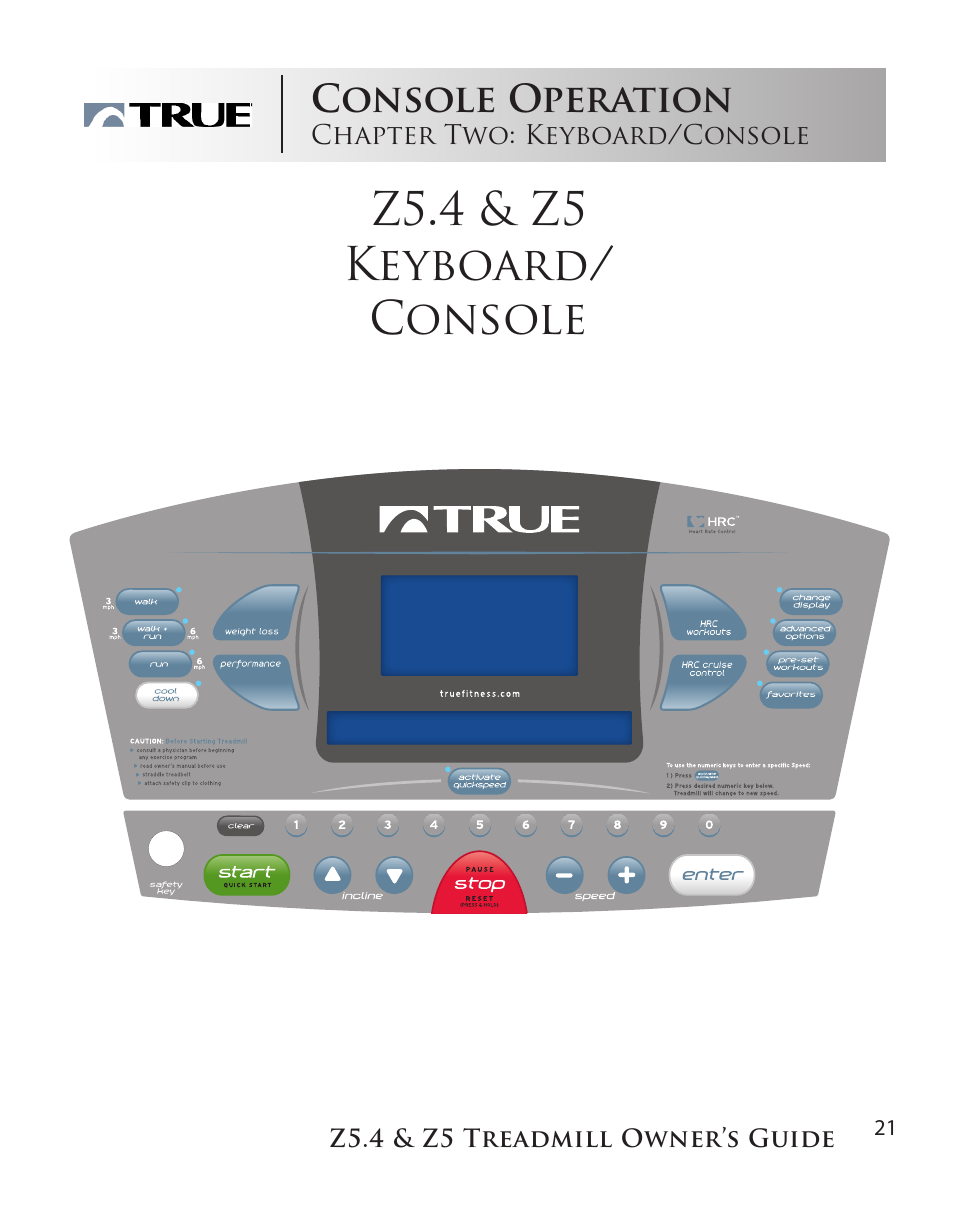 Z5.4 & z5 keyboard/ console | True Manufacturing Company Z5.4 User Manual | Page 21 / 60