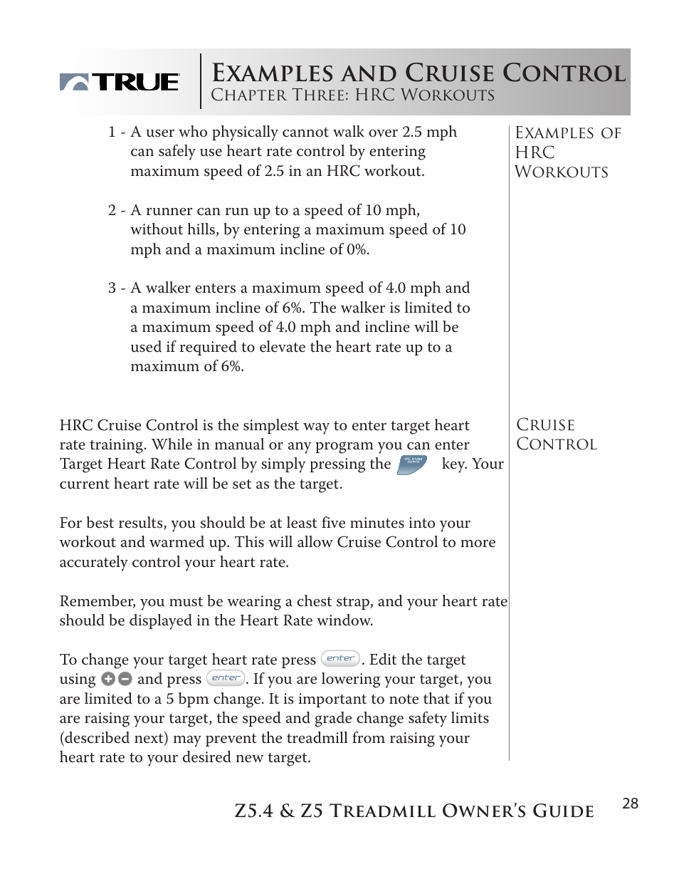 Examples and cruise control | True Manufacturing Company Z5.4 User Manual | Page 28 / 60